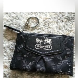 Coach Madison Op Signature Card Case Keychain Zip Small Card Holder Wallet